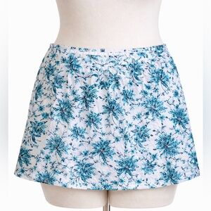 Lands End Swim Skirt Floral Blue White Swim Bottom Modest Beach Skort
